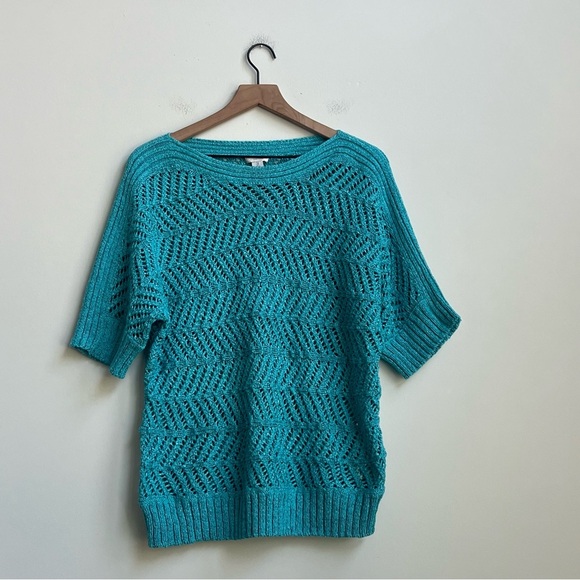 Chicos Riviera Pullover Fine Open Stitch Sweater Amazonite XL 16 Lagenlook beach - Picture 2 of 13